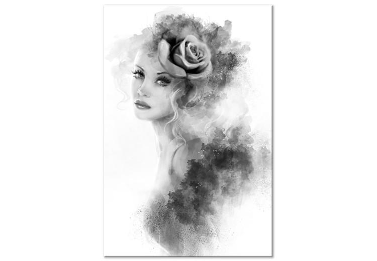 Rose im Haar (1-teilig) - Porträt eines Frauengesichts in Aquarell