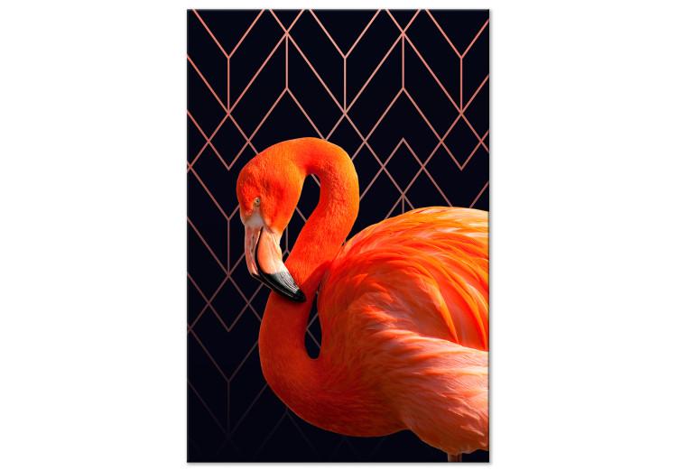 Expressiver Vogel (1-teilig) - Flamingo vor geometrischen Figuren