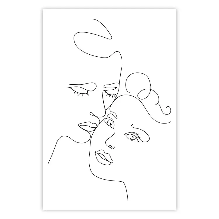 Verliebt - Schwarz-weißes romantisches Lineart mit zwei Gesichtern