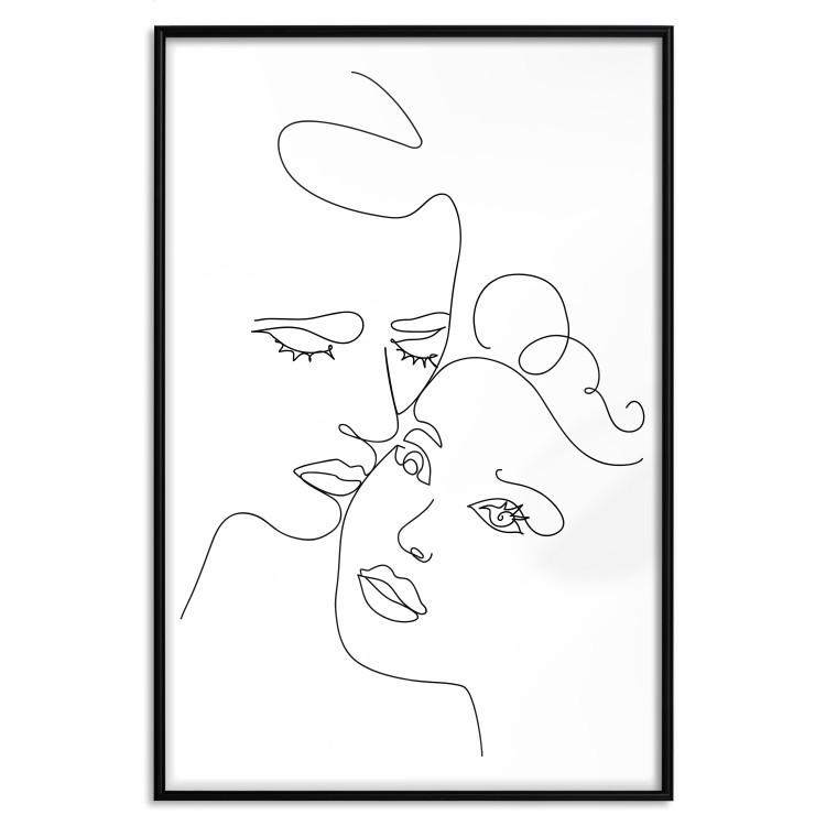 Verliebt - Schwarz-weißes romantisches Lineart mit zwei Gesichtern