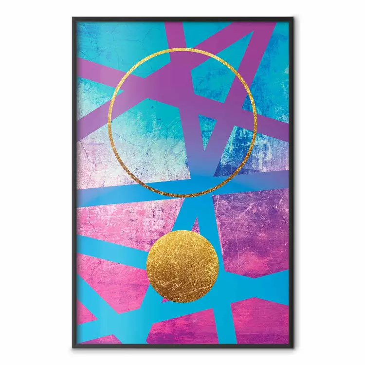 Hindernisparcours - Bunte geometrische Abstraktion mit Gold