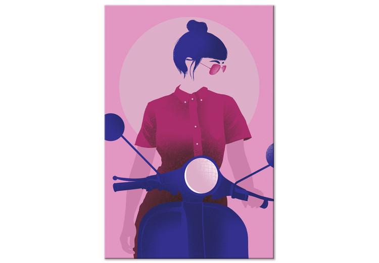 Figur auf einem Motorrad (1-teilig) - Silhouette einer Frau auf Rosa