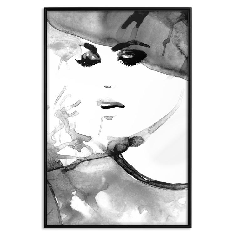 Verliebte Eleganz - schwarz-weißes Porträt einer Frau im Aquarellstil