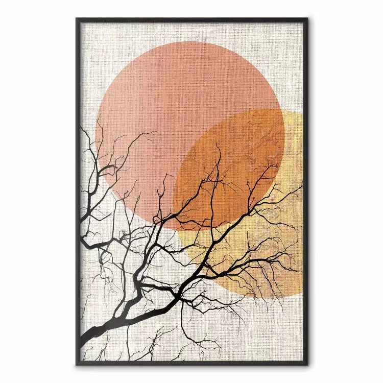 Doppelter Mond - Abstraktion von Baum und Mond auf Stofftextur