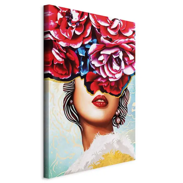 Süße Lippen Hochformat - Abstraktion von Frau und Blumen