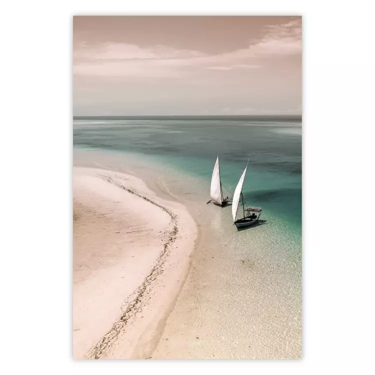 Romantisches Küste - Strandlandschaft mit Boot