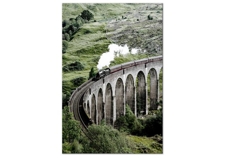 Zeitreise (1-teilig) Hochformat - Landschaft mit Zug auf einer Brücke