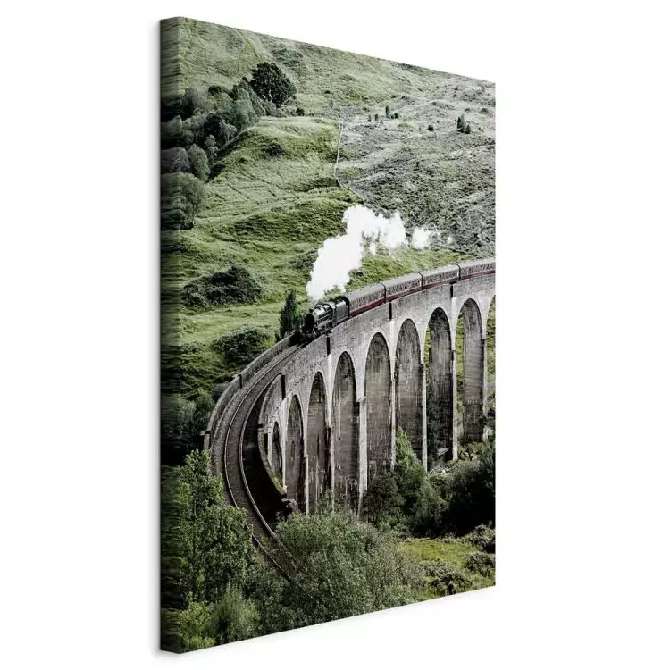 Zeitreise (1-teilig) Hochformat - Landschaft mit Zug auf einer Brücke