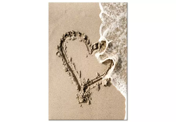 Liebeswelle (1-teilig) Hochformat - Herzlandschaft im Sand am Strand