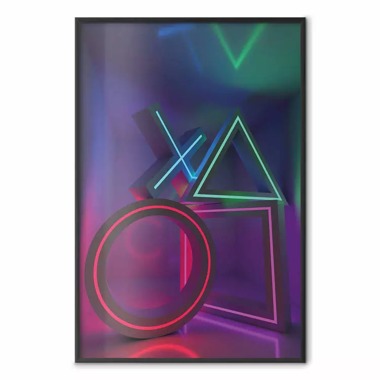 Gewinnzone - Geometrische Figuren mit farbigen Neon-Einsätzen
