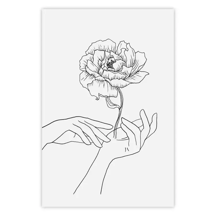 Zarter Hauch - Linienzeichnung von Händen und Blumen
