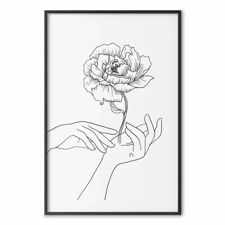 Zarter Hauch - Linienzeichnung von Händen und Blumen