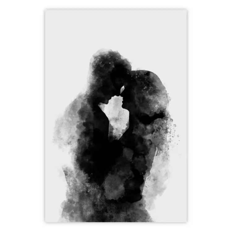 Erinnerung an einen Kuss - Schwarzes verliebtes Paar in Aquarellmotiv