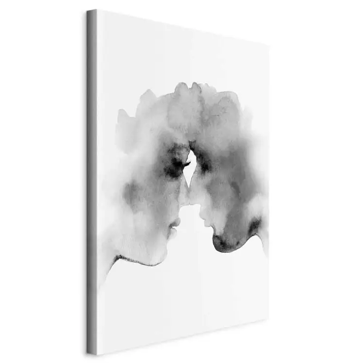 Verschwommene Gedanken Hochformat - Kuss im Aquarellstil