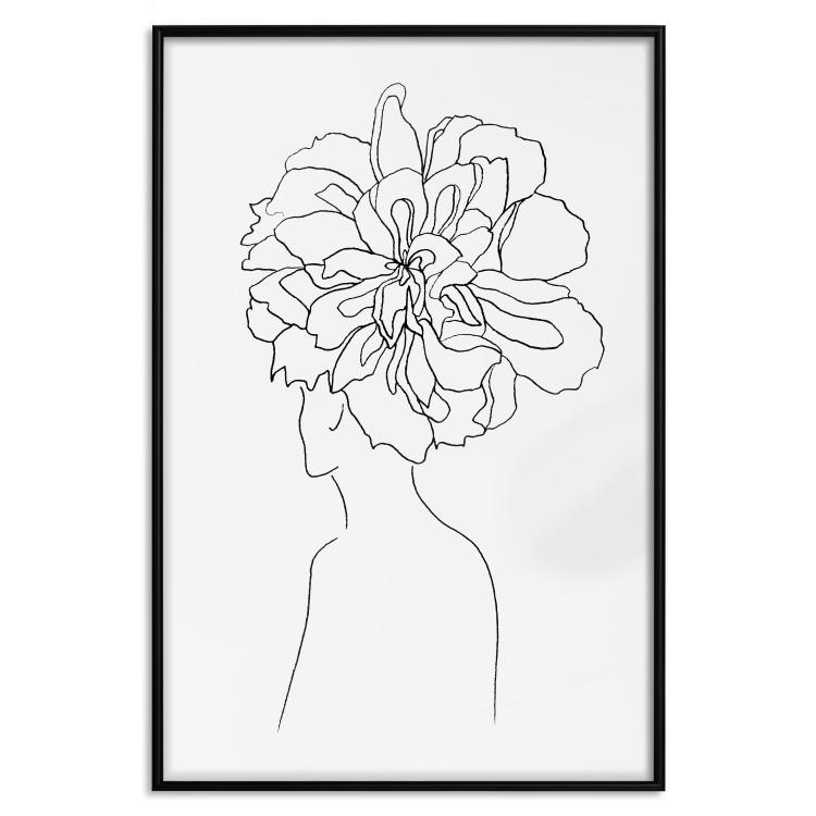 Zentrum der Erinnerungen - Linienzeichnung Frau mit Blumen