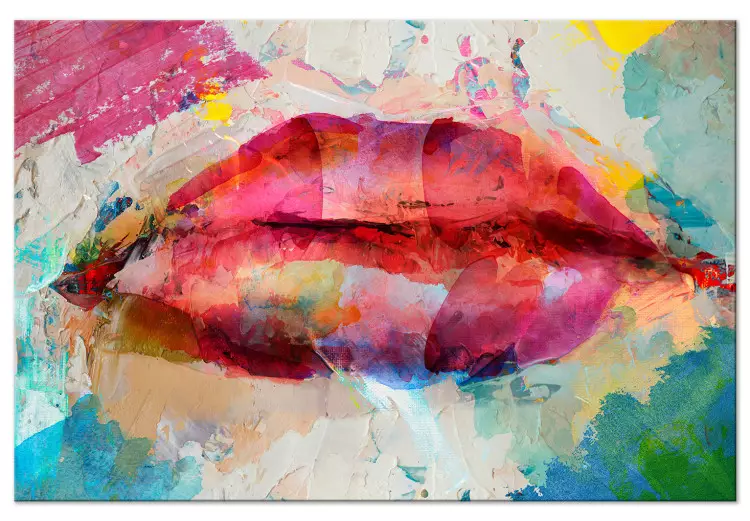 Künstlerische Lippen (1-teilig) Breitformat - Bunte Lippenabstraktion