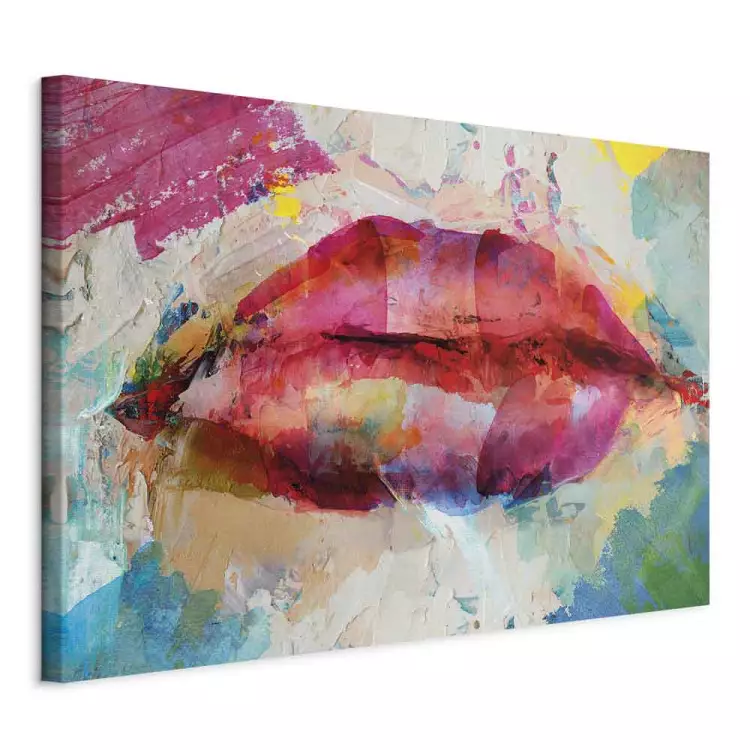 Künstlerische Lippen (1-teilig) Breitformat - Bunte Lippenabstraktion