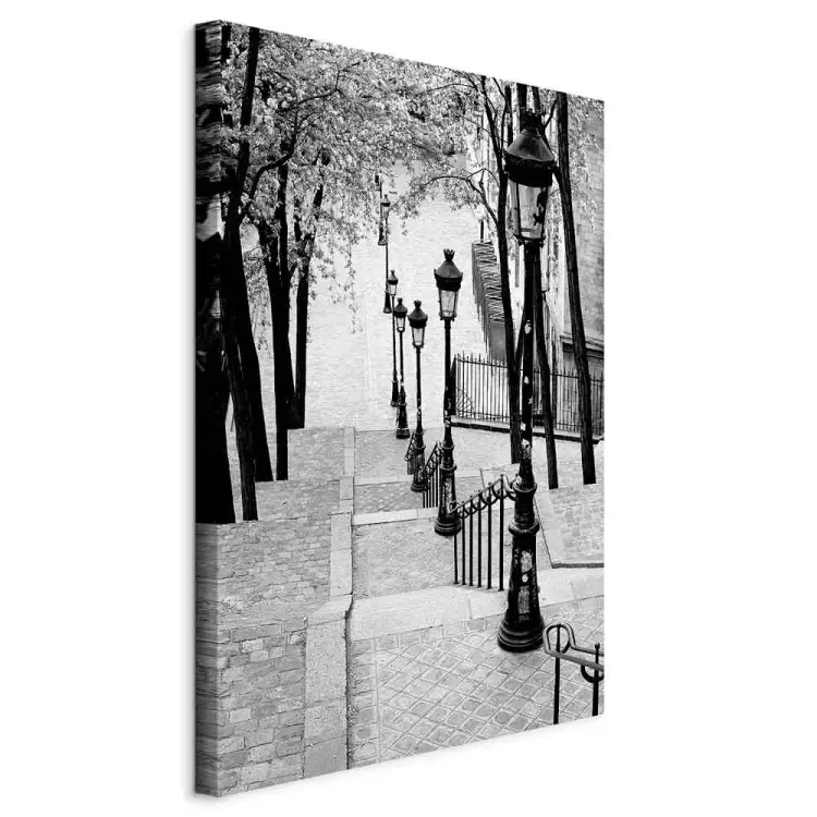 Montmartre (1-teilig) Hochformat - Schwarz-weiße Gehwege in Paris