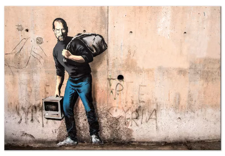 Steve - Beton mit der Figur Steve Jobs als Street Art, Breitformat