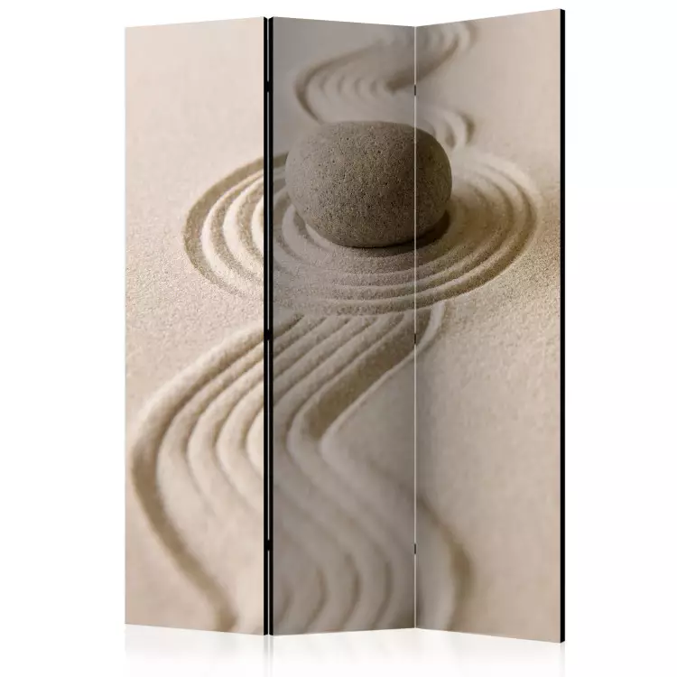 Zen: Gleichgewicht (3-teilig) - Warme Komposition mit Stein im Sand