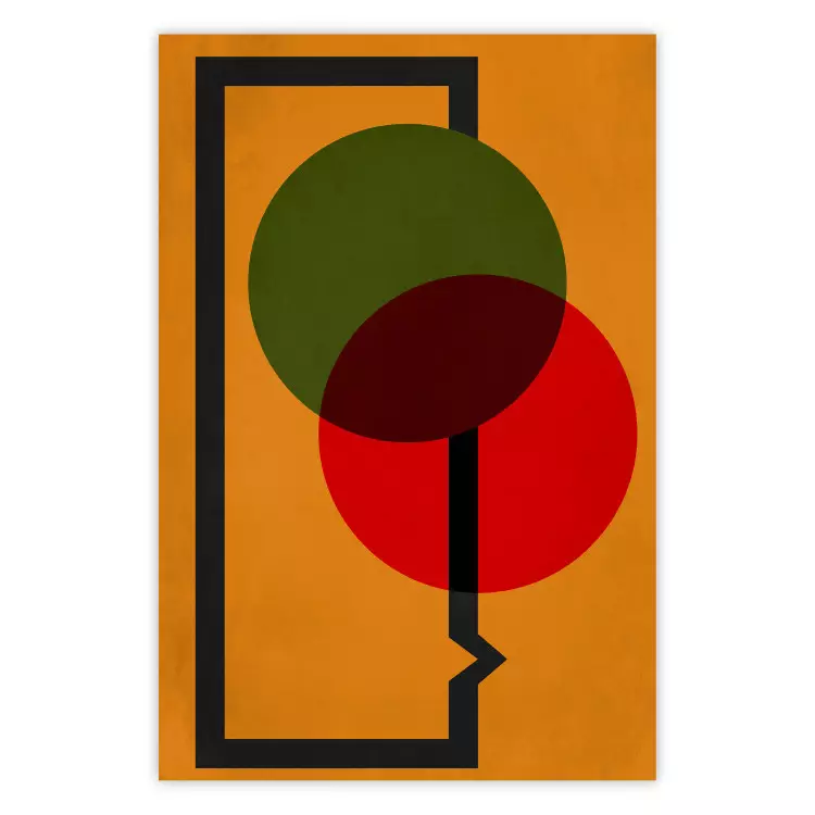 Kreiskomposition - Bunte Kreise auf orangefarbenem Hintergrund