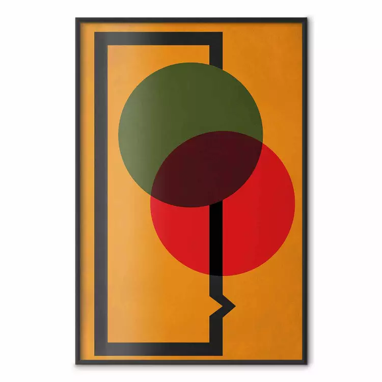 Kreiskomposition - Bunte Kreise auf orangefarbenem Hintergrund