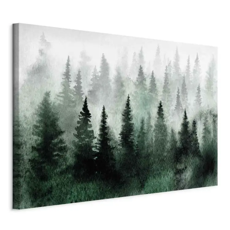 Nebeliger skandinavischer Wald Breit - Baumszene im Nebel