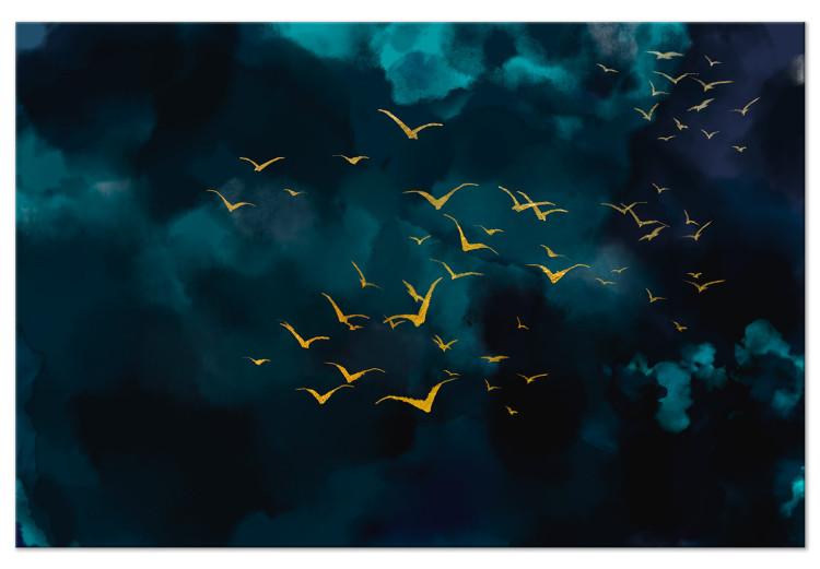 Himmel vor dem Sturm (1-teilig) Breit - Landschaft mit goldenen Vögeln