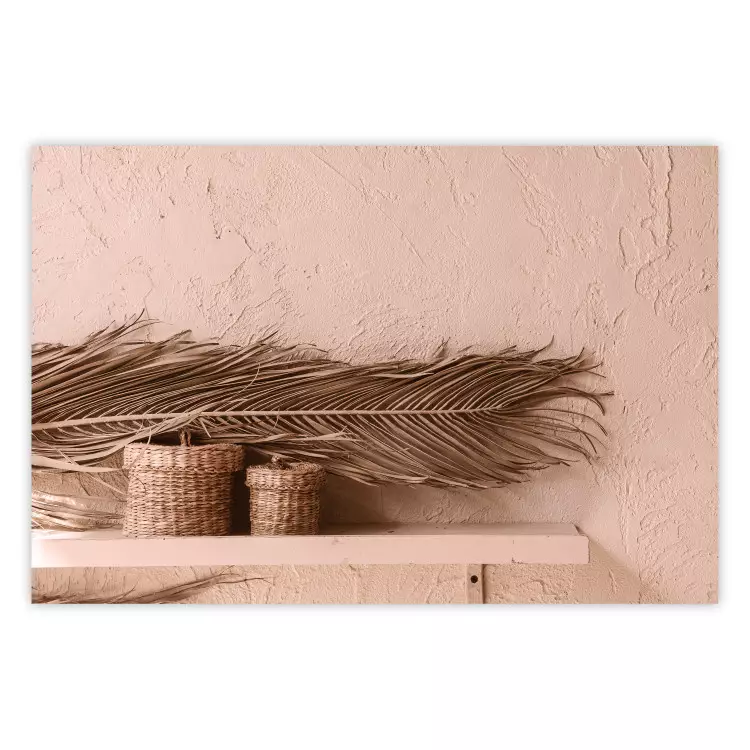Marokkanische Komposition - Palmenblatt und Körbe an der Wand