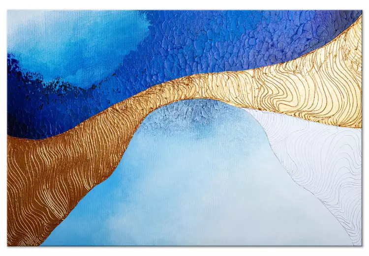 Goldene Mündung (1-teilig) Breit - Moderne Abstraktion in Blautönen