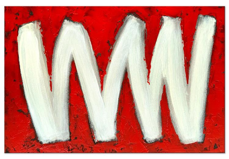 Zwei Buchstaben W (1-teilig) Breit - Abstraktion auf rotem Hintergrund
