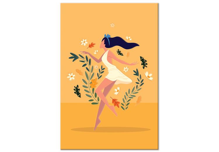 Tanzende unter Blumen - Frau vor Pflanzenhintergrund, Vertikal