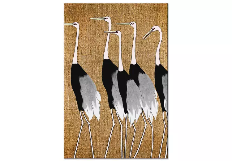 Asiatische Kraniche (1-teilig) Vertikal - Vögel im japanischen Stil
