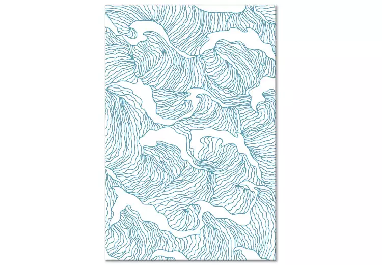 Japanisches Meer (1-teilig) Vertikal - Abstraktion in blauen Wellen