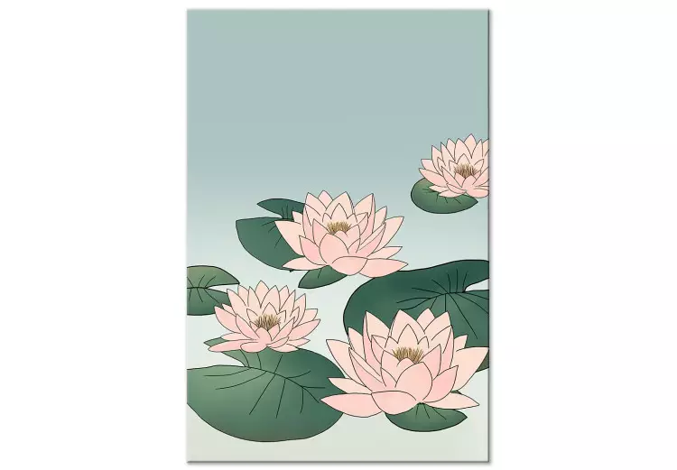 Rosa Seerosen (1-teilig) Vertikal - Landschaft mit Blumen auf Wasser