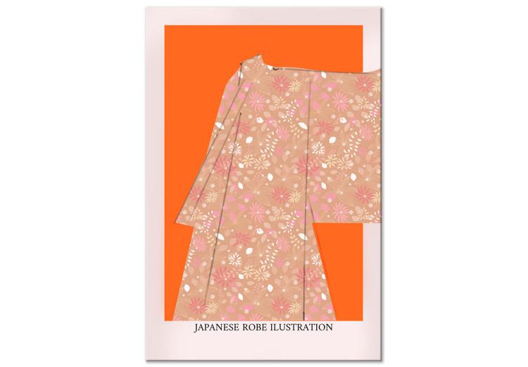 Japanisches Kimono - Schriftzüge und Kleidung im Zen-Stil, Vertikal