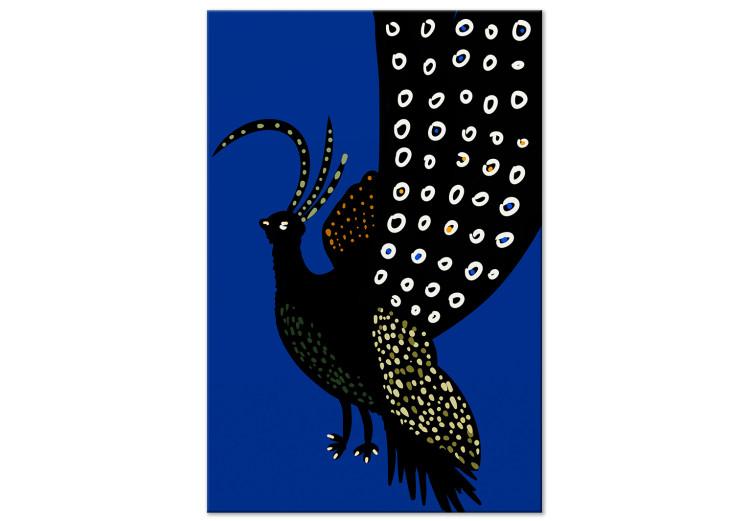 Orientalische Pfote - Schwarzer Vogel auf marineblauem Hintergrund