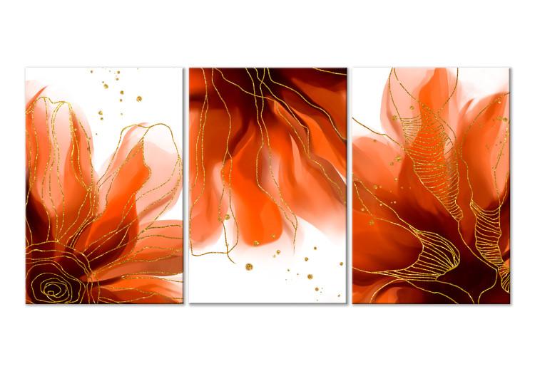 Drei flammende Blumen (3-teilig) - Abstraktion mit Pflanzenmotiven