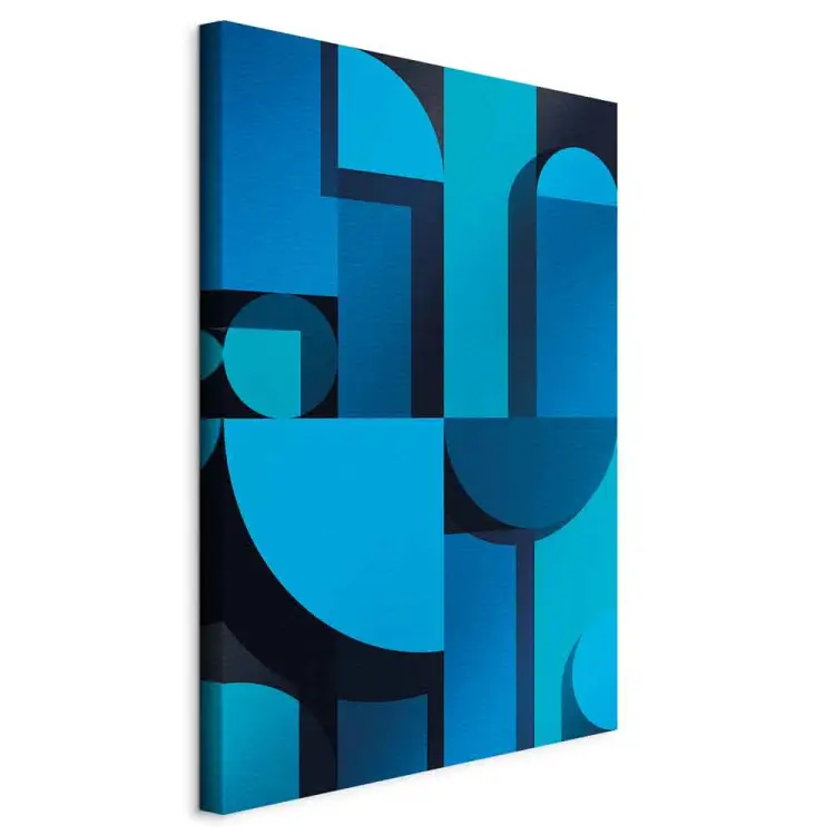 Kunstgeometrie Vertikal - Blaue Art-Deco-Abstraktion