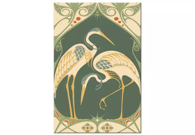 Stilvolle Kraniche (1-teilig) Vertikal - Wasservögel im Art-Deco-Stil