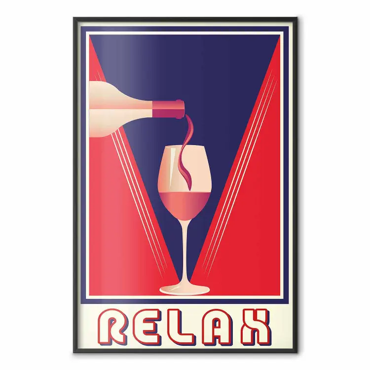 Entspannung und Wein - Weinglas vor blau-rotem Hintergrund