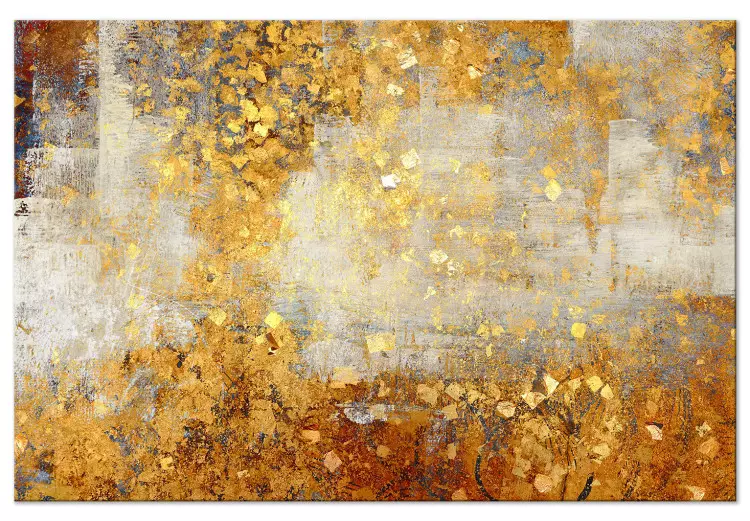 Goldene Wildnis (1-teilig) Breit - Abstraktion in warmen Tönen