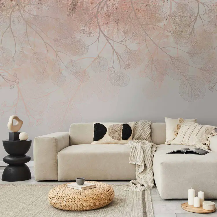 Delicate boho - Landschaft mit Komposition von Blumen und Blättern
