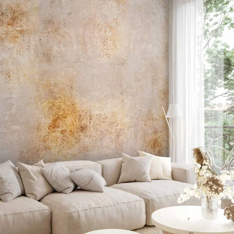 Elegante Abstraktion - Betonstruktur und goldenen Ornamenten