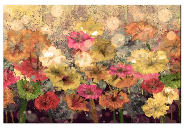 Tau auf der gemalten Wiese (1-teilig) - Frühlingsbunte Blumen