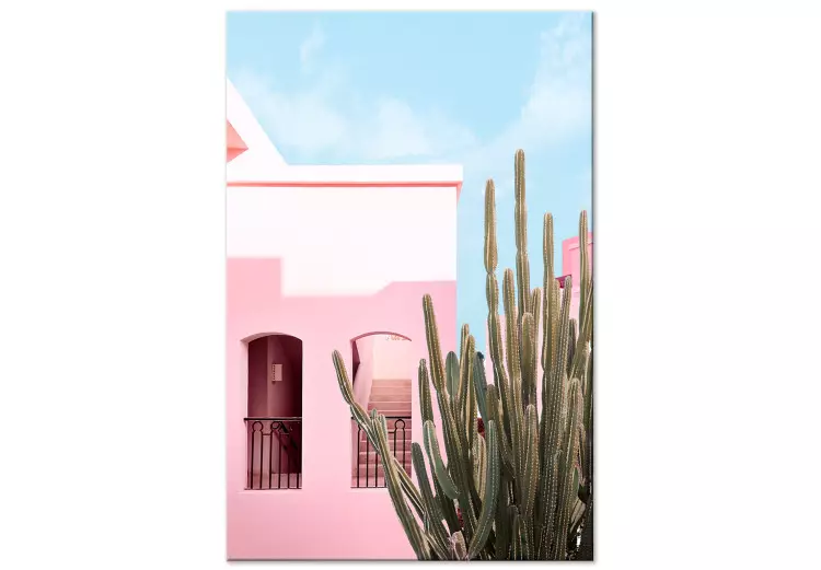 Miami Kaktus (1-teilig) - Rosa Architektur in einer Urlaubslandschaft