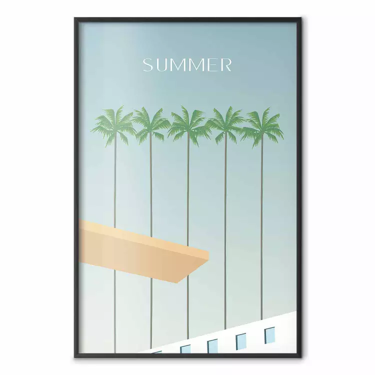 Summer Sun - Retro Style Holiday Artwork With Palm Trees by the Pool