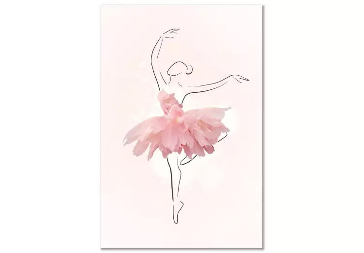 Ballettänzerin (1-teilig) - Linienzeichnung einer Frau, blumiges Kleid