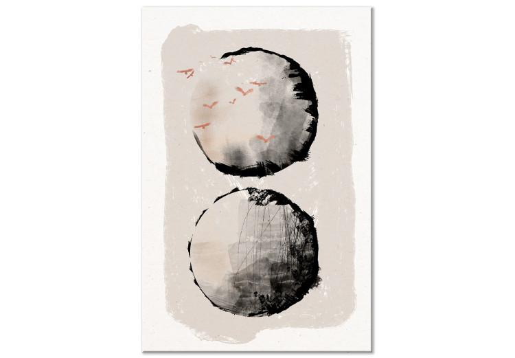 Zwei Monde (1-teilig) - Japanische Abstraktion, Vögel