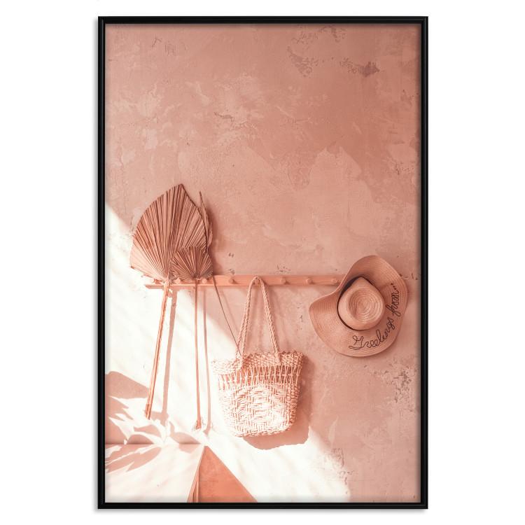 Fan and Hat - Beach Items Hanging on the Wall